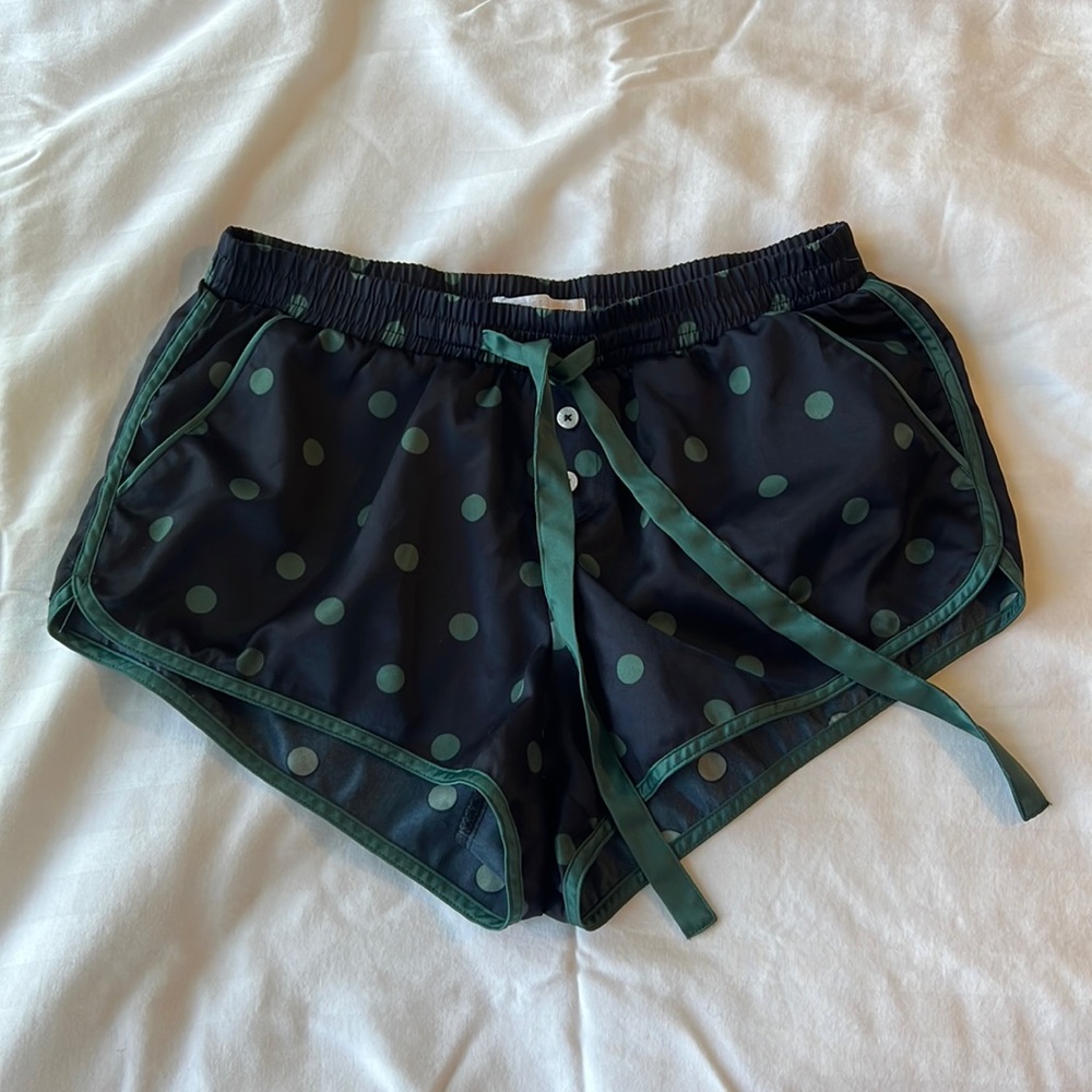 S Abercrombie & Fitch Navy Green Polka Dot Sleepwear Short